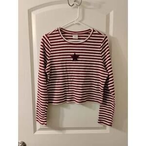 No Boundaries Long Sleeve Red and White Stripped Top | Womens Size XXL (20)
